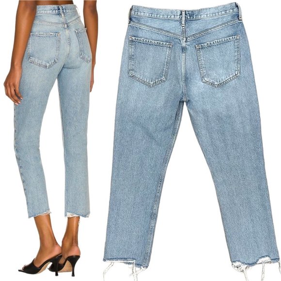 Agolde Riley High Rise Straight Crop Jeans in Curio Light Wash Denim Size 28 - Picture 2 of 16